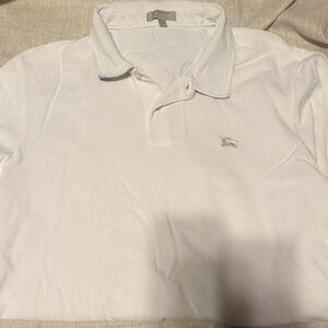 Men's BURBERRY White LONG SLEEVE Polo Shirt